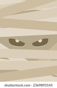 rostro enfurecido de momia con ojos de miedo vector ilustración plana adecuada para el arte de pared de halloween o plantilla de afiche