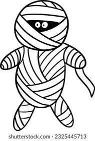 Mama in Bandage embaled Körper halloween Charakter Feiertag doodle lineares Cartoon Farbbuch