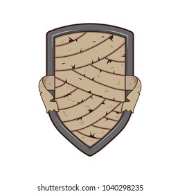 Mummy bandage metal shield badge logo template illustration