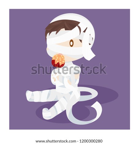 Mummy Boy Eating Apple Candy