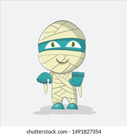 Mummy cartoon cute on white background , happy halloween day vector design.