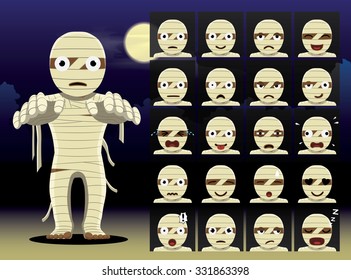 Mummy Cartoon Emotion faces Vector Illustration