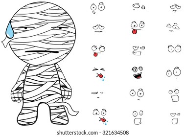 mummy cartoon emotions set in vector format 