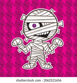 Mummy cartoon for halloween and pattern