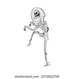 Mummy Character of Hallowen Isolated Retro Cartoon Vector