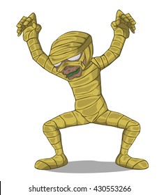 Mummy Character vector and illustration. Monster in Halloween night