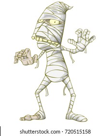 Mummy Character vector. Monster in Halloween night