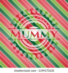 Mummy christmas colors style badge.