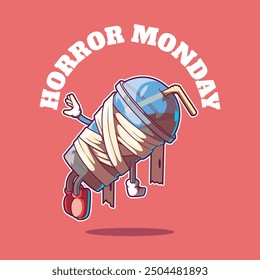 Mummy Coffee Cup Character vector illustration. Motivation, drink design concept.