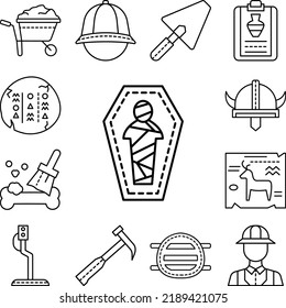 mummy, coffin icon in a collection with other items