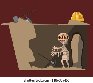 mummy and coffin vector illustration 