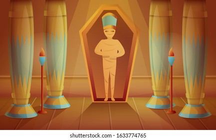 Mummy concept background. Cartoon illustration of mummy vector concept background for web design