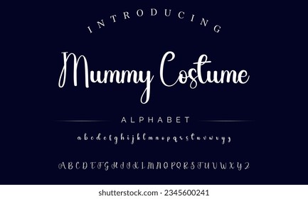 Mummy Costume Hand drawn vector alphabet. Script font. Isolated letters written with marker, ink. Calligraphy, lettering.