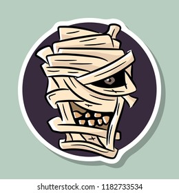 Mummy. Dead man in bandages. Egyptian horror. Vector drawing