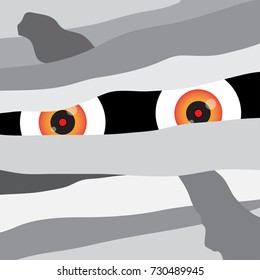 The mummy, face of mummy with big vein eyes, Halloween theme , vector