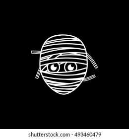 Mummy Face Halloween Concept Line Icon On Black Background