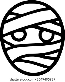 Mummy face head icon illustration outline stroke minimalist black line	