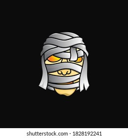 Mummy Face Logo, Halloween Event Vector Illustration