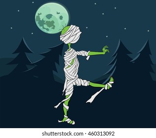 the mummy is in the forest under the moon