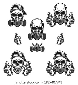 mummy graffiti skull head in various shapes