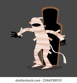 Mummy . Halloween cartoon characters . Vector .