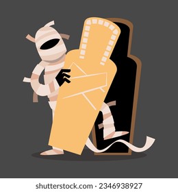 Mummy . Halloween cartoon characters . Vector .