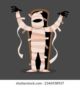 Mummy . Halloween cartoon characters . Vector .