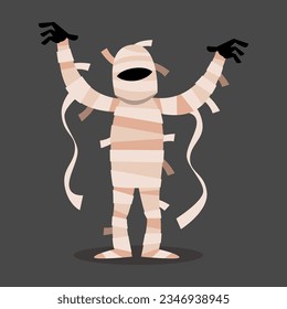 Mummy . Halloween cartoon characters . Vector .
