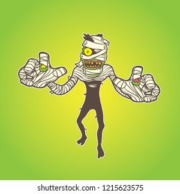Mummy halloween character design, mascot vector illustration, 10 eps