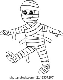 Mummy Halloween Coloring Page Isolated for Kids
