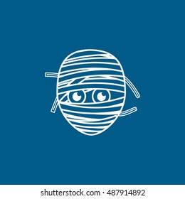 Mummy Halloween Concept Line Icon On Blue Background