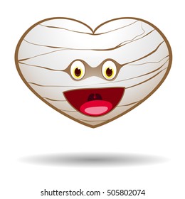 mummy halloween heart, vector symbol, icon