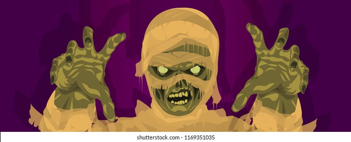 Mummy Halloween mummy monster costume design reaching out hands to grab you