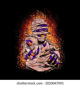 Mummy Halloween Vector Illustration, Suitable for t-shirt, Apparel, Print and Merchandise Products