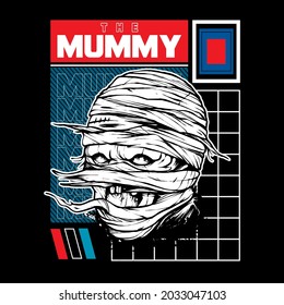 Mummy Halloween Vector Illustration, Suitable for t-shirt, Apparel, Print and Merchandise Products