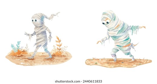 mummy halloween watercolour vector illustration 