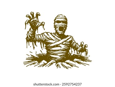 Mummy hand drawn sketch vector