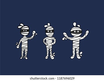 mummy happy halloween character design, vector  