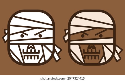 Mummy Head in Cartoon Style. Suitable to use as children mask and fit to place on t-shirt design, mug and other merchandise when Halloween event.