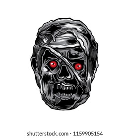mummy head vector illustration art