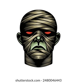 Mummy head vintage vector illustration