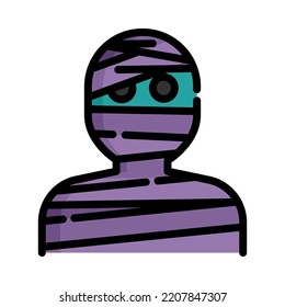 Mummy icon. Filled outline design. Mummy monster. Halloween costume character. Holiday event halloween. Vector Illustration.