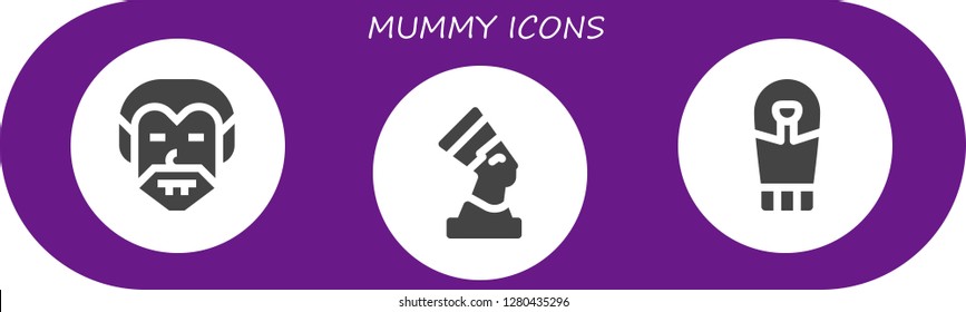  mummy icon set. 3 filled mummy icons. Simple modern icons about  - Dracula, Pharaoh, Sarcophagus