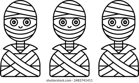 mummy icon set, Line Icon. Editable Stroke.