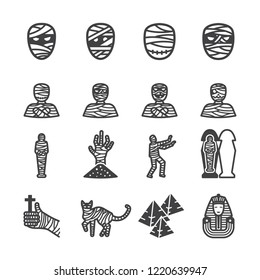 Mummy icon set/Flat icon set design ,Out line vector icon set for design.