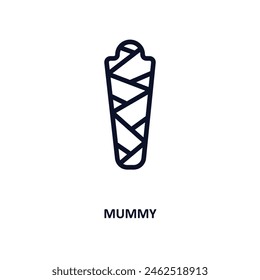 mummy icon. Thin line mummy icon from history collection. Outline vector isolated on white background. Editable mummy symbol can be used web and mobile