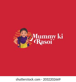 Mummy Ki Rasoi Vector Mascot Logo Template.