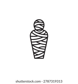 Mummy Line Icon - Ancient Egyptian Horror Symbol