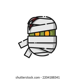 Mummy Lineal Icon - Halloween Elements Icon Vector Illustration.