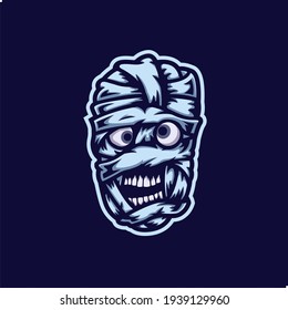 mummy mascot esport logo vector design , funny mummy head 